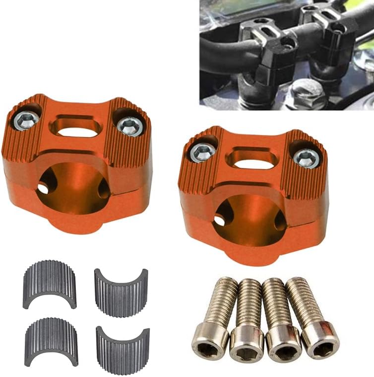 Adsspro Universal Motorcycle 7/8" 1 1/8" 22MM 28MM CNC Aluminum Handlebar Handle Risers Adjustable Fat Bar Adapter Mount Clamps Universal For EXC KLX KXF YZF CRF XR SX SXF XCW WR YZ Dirt Pit Bike (Orange) - Image 1
